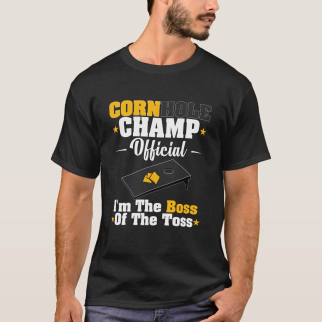 Cornhole Champ, Chef i Toss T Shirt (Framsida)