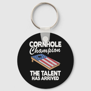 Cornhole Champion American Flagga Board Funny Corn Nyckelring