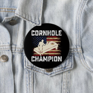 Cornhole Champion American Flagga USA 4:e juli Knapp