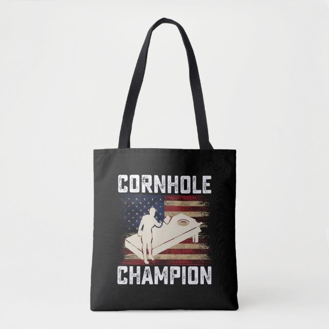 Cornhole Champion American Flagga USA 4:e juli Tygkasse (Framsida)