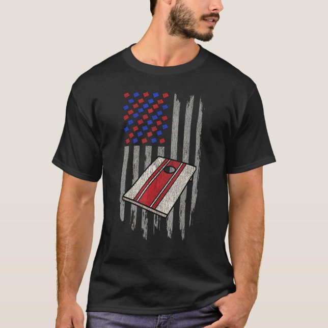 Cornhole Corn Hole Patriotic 1 T Shirt (Framsida)