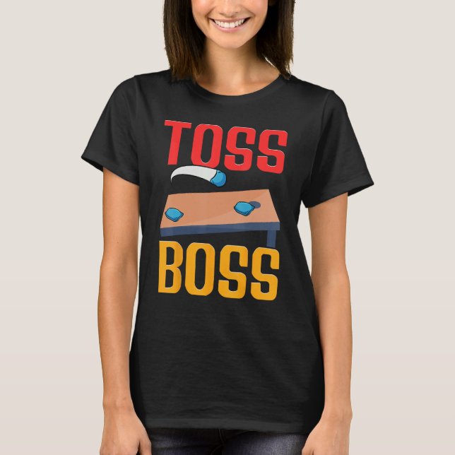 Cornhole Corn Hole Toss Boss T Shirt (Framsida)