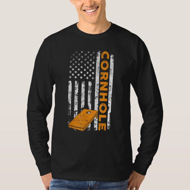 Cornhole Corn Hole USA Flag Patriotisk_1 T Shirt (Framsida)