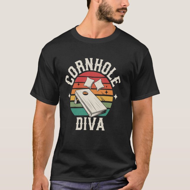 Cornhole-Diva Rolig Cornhole-Speler T Shirt (Framsida)