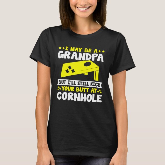 Cornhole for Men Grandpa Sack Toss Game T Shirt (Framsida)