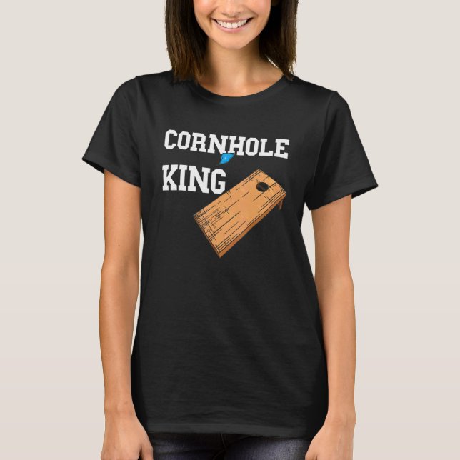 Cornhole King Bräd Kast Spel Bean Bag T Shirt (Framsida)