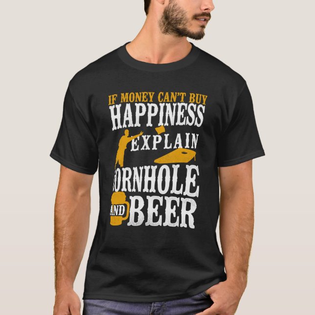 Cornhole Lag Bean Bag Spelare Mästare Öl Om Pengar T Shirt (Framsida)
