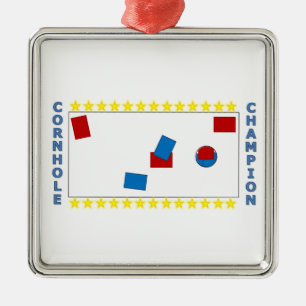 Cornhole mästare julgransprydnad metall