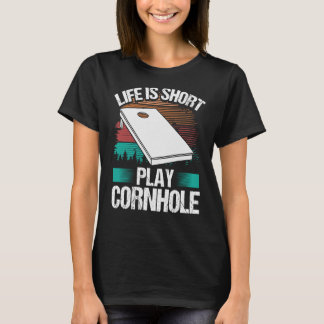 Cornhole Player Life är kort Tosser Throwing Maj T Shirt