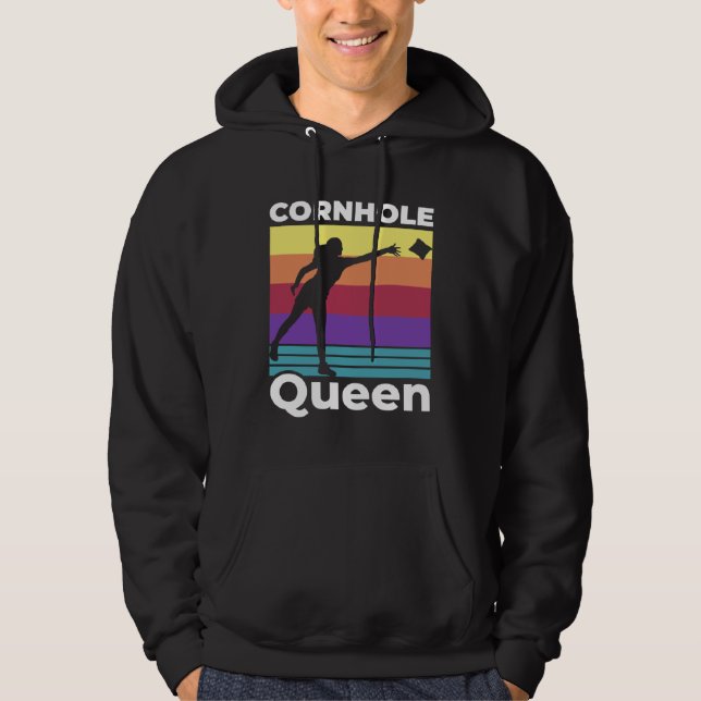 Cornhole Queen Cornhole Mom Cornhole Champion Corn Hoodie (Framsida)