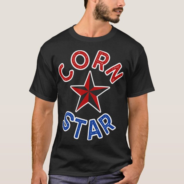 Cornhole rolig Cornstar trädgårddobbel T Shirt (Framsida)