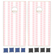 Cornhole Set Pink & White Stripe Square