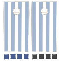 Cornhole Sets Blue & White Stripe Vertical