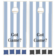 Cornhole Sets Blue & White Stripe Vertical