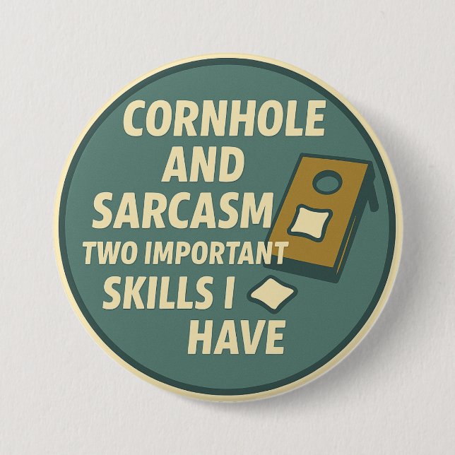 Cornhole-spelare med sarkastisk humor knapp (Framsida)