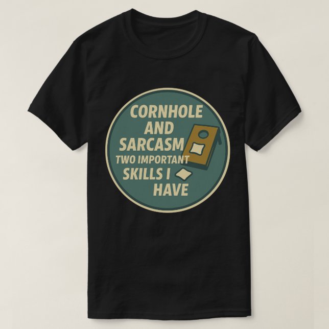 Cornhole-spelare med sarkastisk humor t shirt (Design framsida)