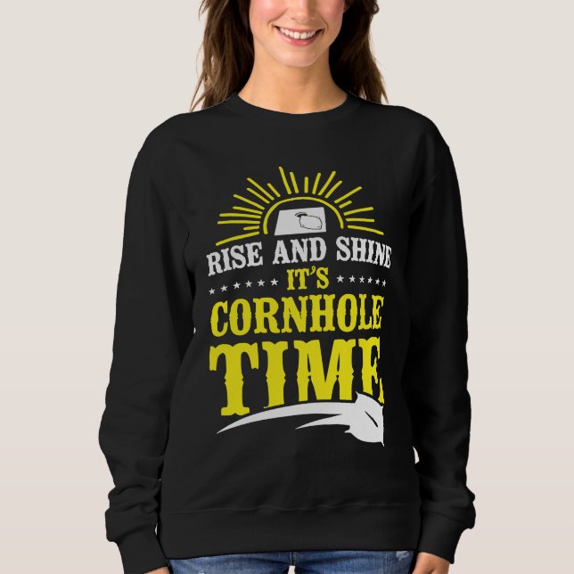 Cornhole Team Bean Bag Player Champ Rise And Shine T Shirt (Framsida)