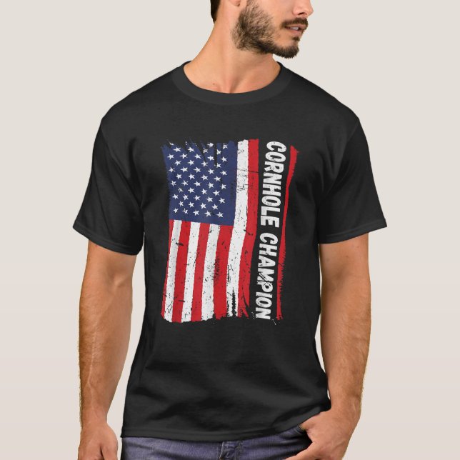 Cornhole Trophy Champion Funny Bean Bag Cornhål P T Shirt (Framsida)