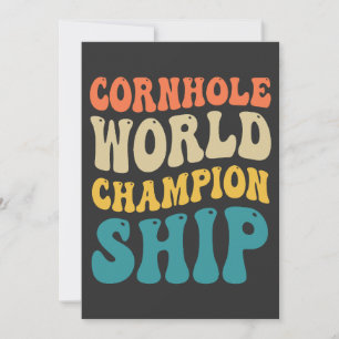 Cornhole-Världsmästerskapet Roligt Groovy Retro Pa Inbjudningar