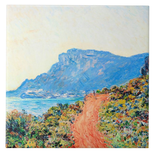 Corniche nära Monaco av Claude Monet Kakelplatta (Framsidan)