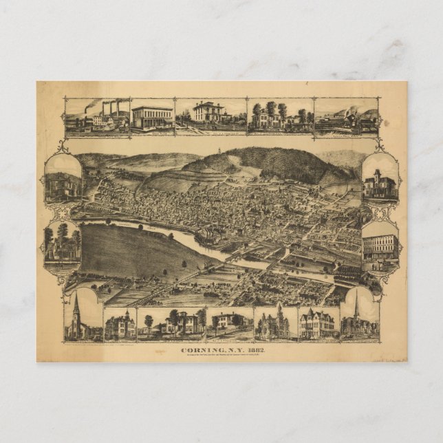 Corning New York (1882) Vykort (Framsida)