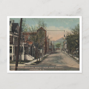 Corning NY Gräs Street View 1908 Vykort
