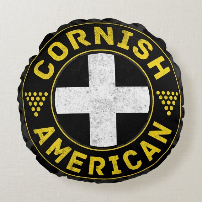 Cornish American Flagga Ensign Rund Kudde (Framsidan)