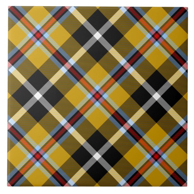 Cornish National Tartan Gult and Black Play Kakelplatta (Framsidan)