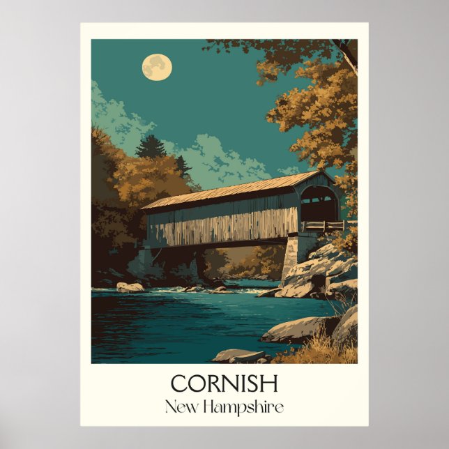 Cornish New Hampshire Överbyggda Bro Poster (Framsidan)