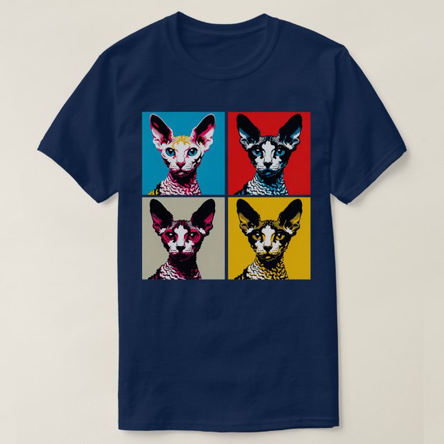 Cornish Rex Art Cat Lovers T Shirt (Design framsida)