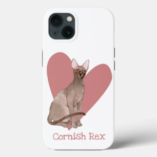 Cornish Rex Cat Watercolor Kattunge Rosa Heart