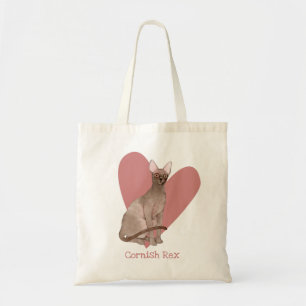 Cornish Rex Cat Watercolor Kattunge Rosa Heart Tygkasse