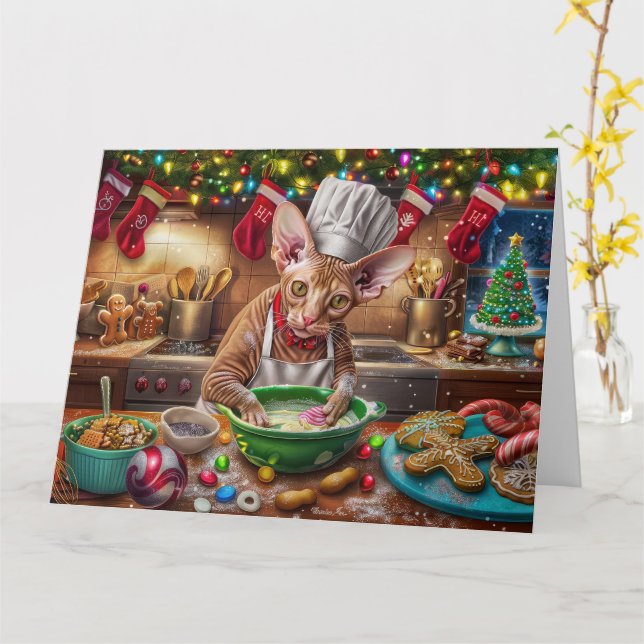 Cornish Rex Holiday Baking: Festiv julbakning Kort (Gul blomma)