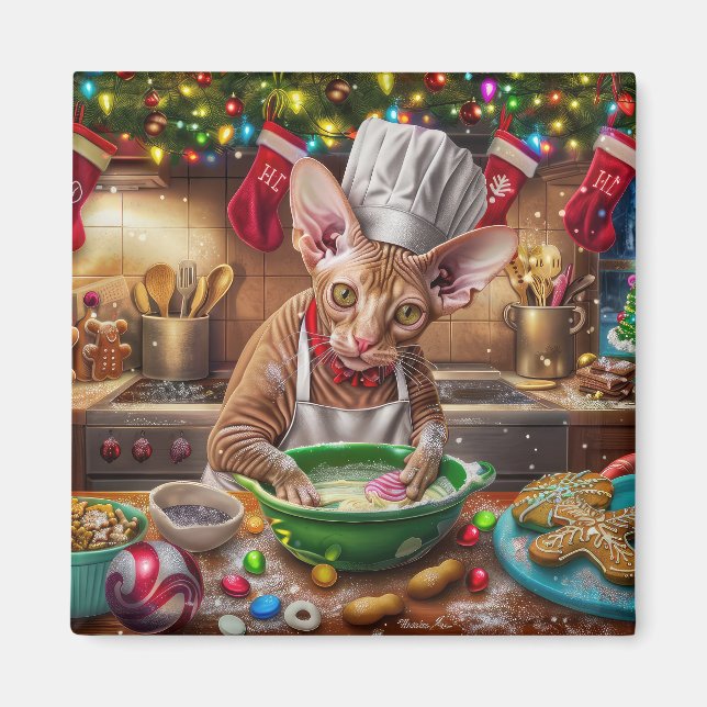 Cornish Rex Holiday Baking: Festiv julbakning Magnet (Framsidan)