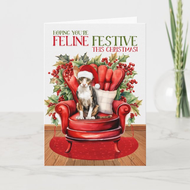 Cornish Rex jul Cat KATTDJUR Festive Helgkort (Framsida)