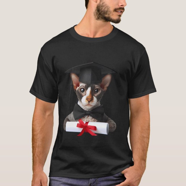 Cornish Rex Katt Examen Ceremoni Hatt Examinand T Shirt (Framsida)
