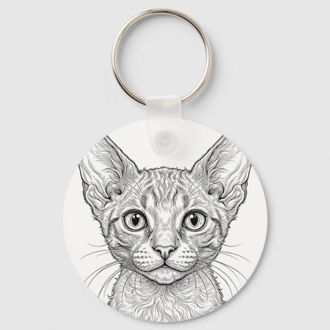 Cornish Rex Katt Nyckelring (Framsida)
