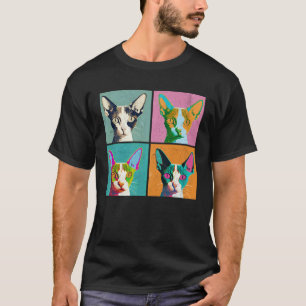 Cornish Rex Katt Pop Illustration Färgglad Djur T Shirt