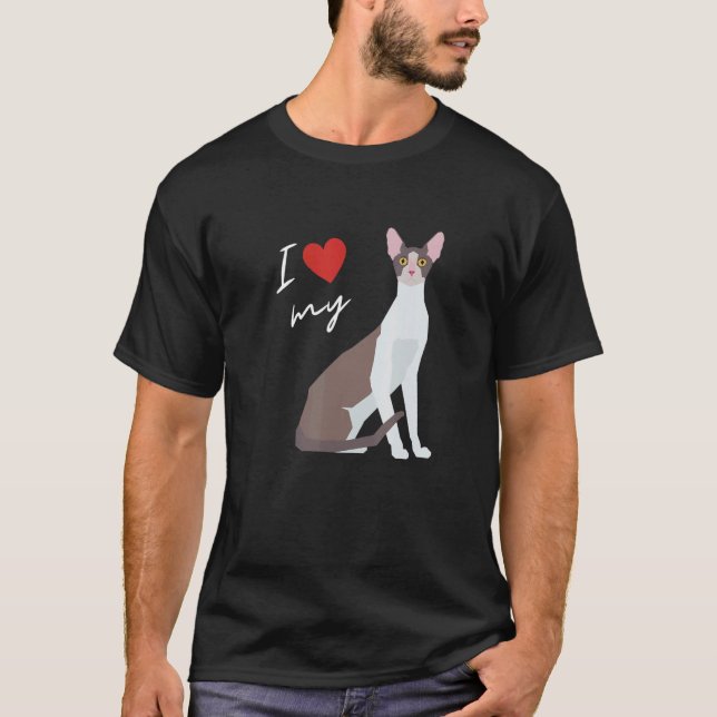 Cornish Rex Kattmamma för katt T Shirt (Framsida)