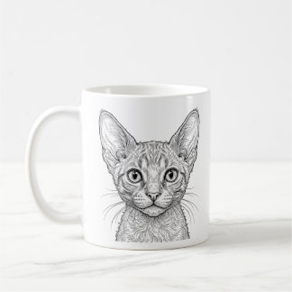 Cornish Rex Kattrunge Mugg Kaffe Vit Bläck Svart