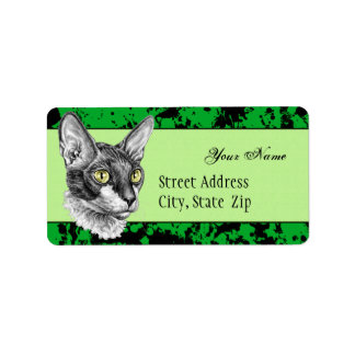 Cornish Rex Sketch Adressetikett