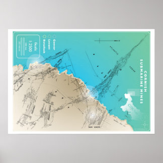 Cornish SubMarine Mining Karta Poster