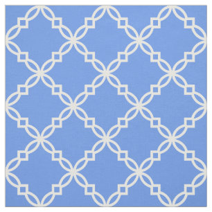 CornroBlue, White Finare Moroccan Quatrefoil Tyg