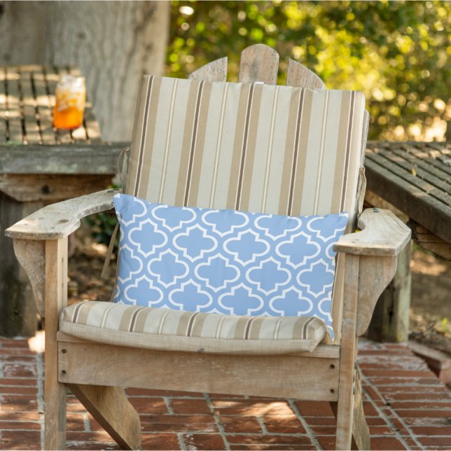 Cornros Blue White Quatrefoil Trellis Mönster Lumbarkudde (Stol)