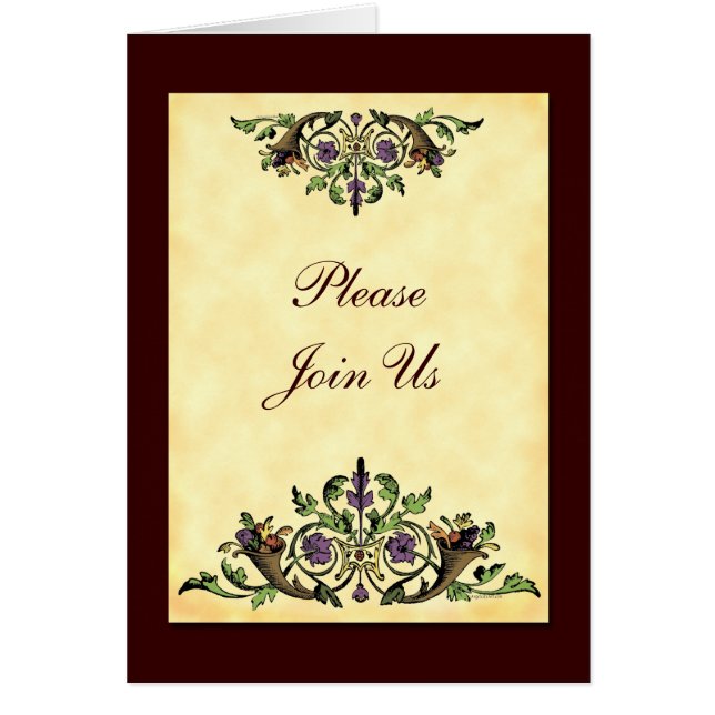 Cornucopia Anpassningsbar Thanksgiving-mappad inbj Hälsningskort (Framsidan)