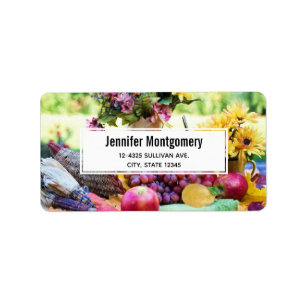 Cornucopia Autumn Harvest Chef's Bord Adressetikett