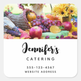 Cornucopia Autumn Harvest Chef's Bord Business Fyrkantigt Klistermärke