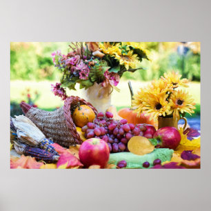 Cornucopia Autumn Harvest Chef's Bord Poster