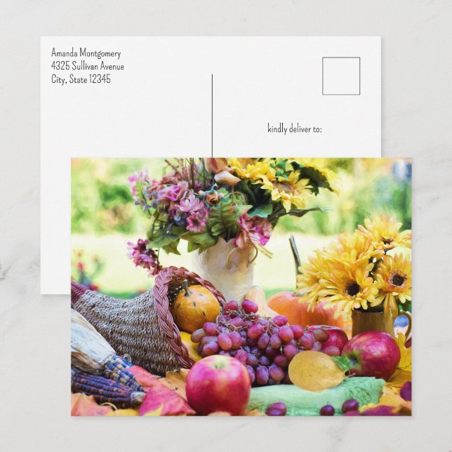 Cornucopia Autumn Harvest Chef's Bord Vykort (Fram/baksida)