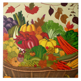 Cornucopia fullt av grönsaker kakelplatta